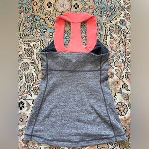 Lululemon Heather/Orange Back Fitted w/Inner Support Bra Tank Top